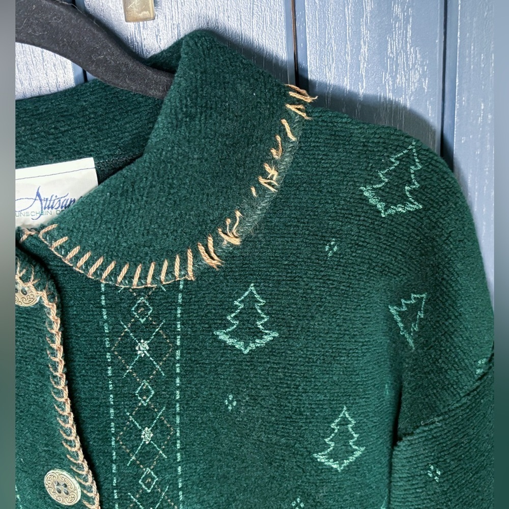 Vintage Forest Green Pine Tree Jacket Shacket Large Cottage Goblin Core Read View 2